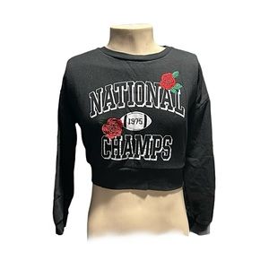Women’s Garage Cropped Sweatshirt with Rose Floral Design